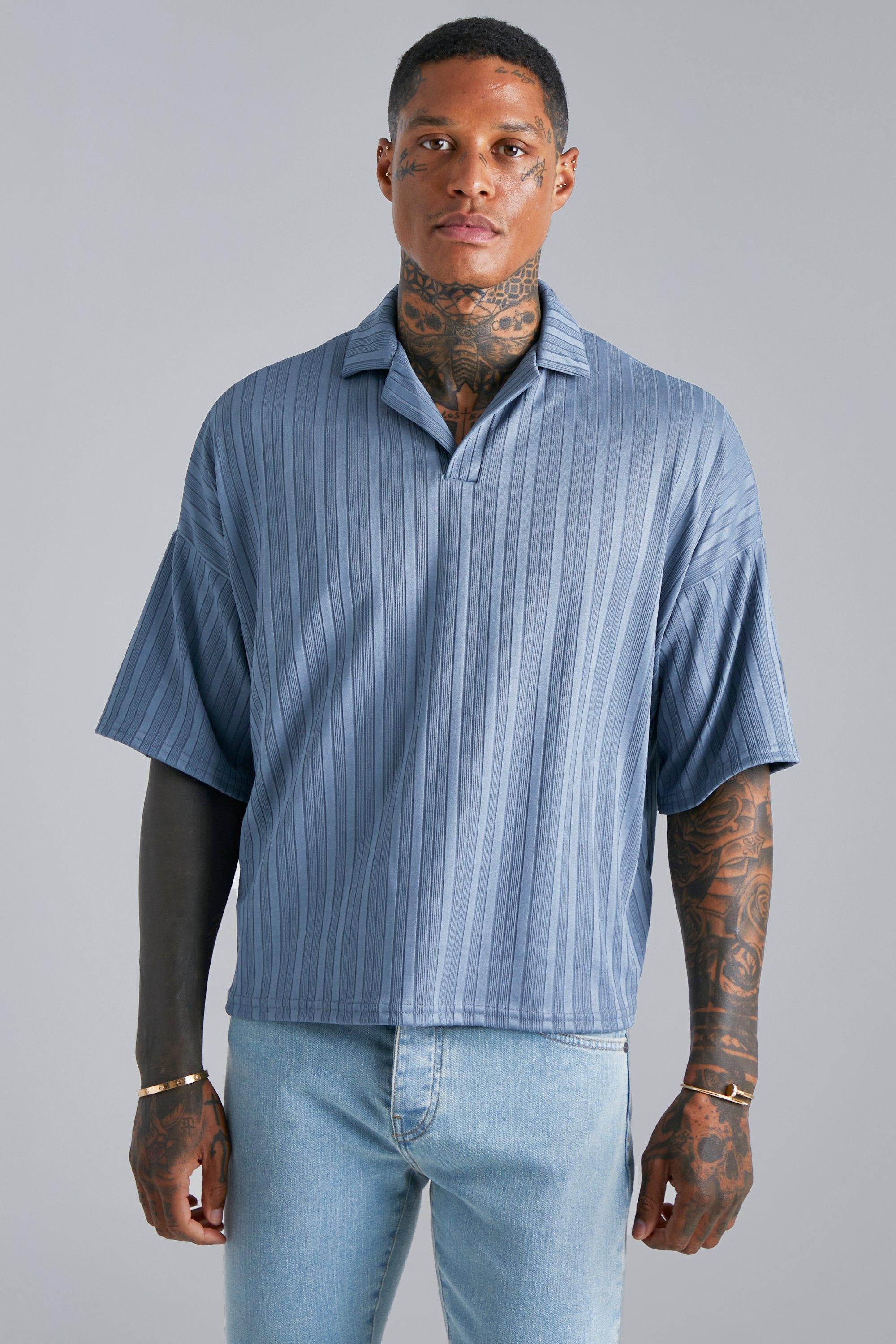 Pleated Oversized Revere Boxy Polo | boohooMAN USA